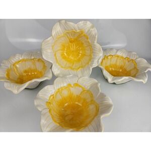 Ambiance Daffodils Sculptural Yellow Floral Bowls Set 4 Flowers Spring Summer